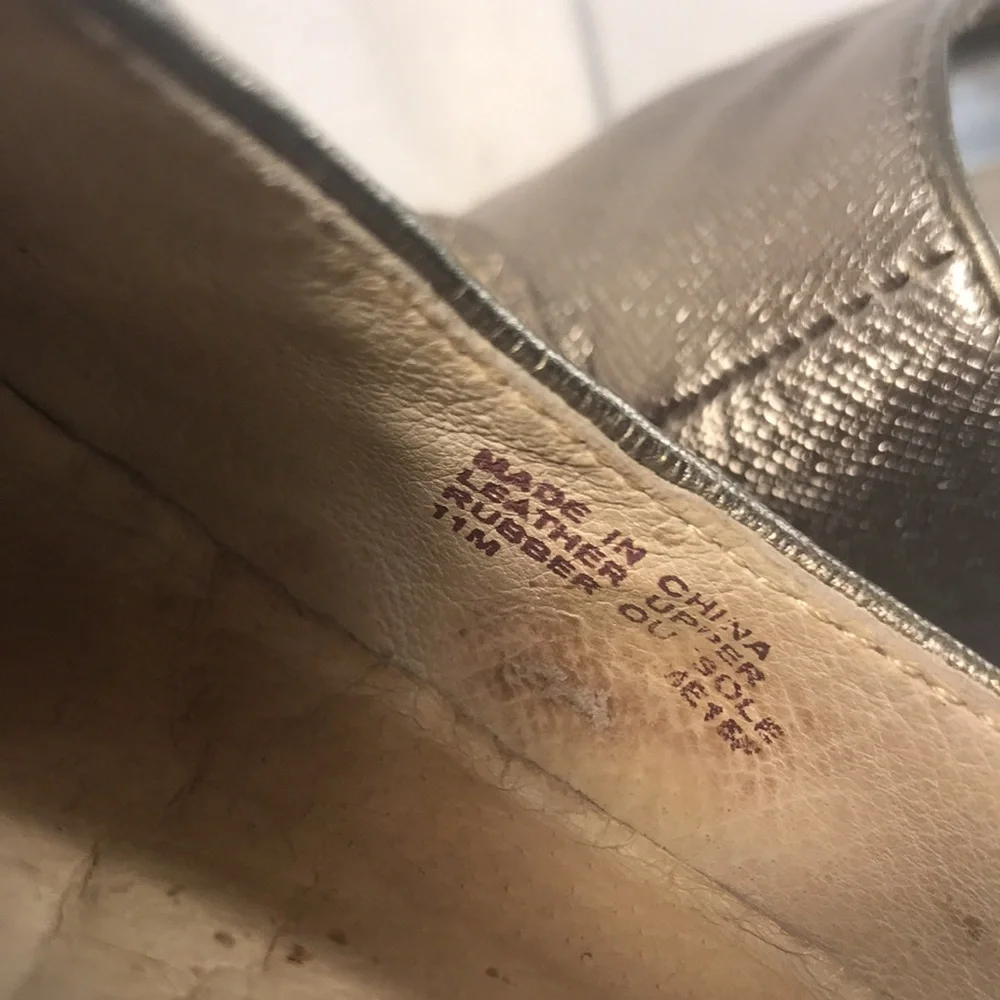 Michael Kors Fulton Women’s Metallic Gold Leather Slip On Round Toe Ballet Flats
